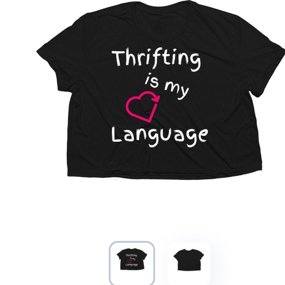 Thrifting Is My Love Language Flowy Cropped Tee - Picture 1 of 1
